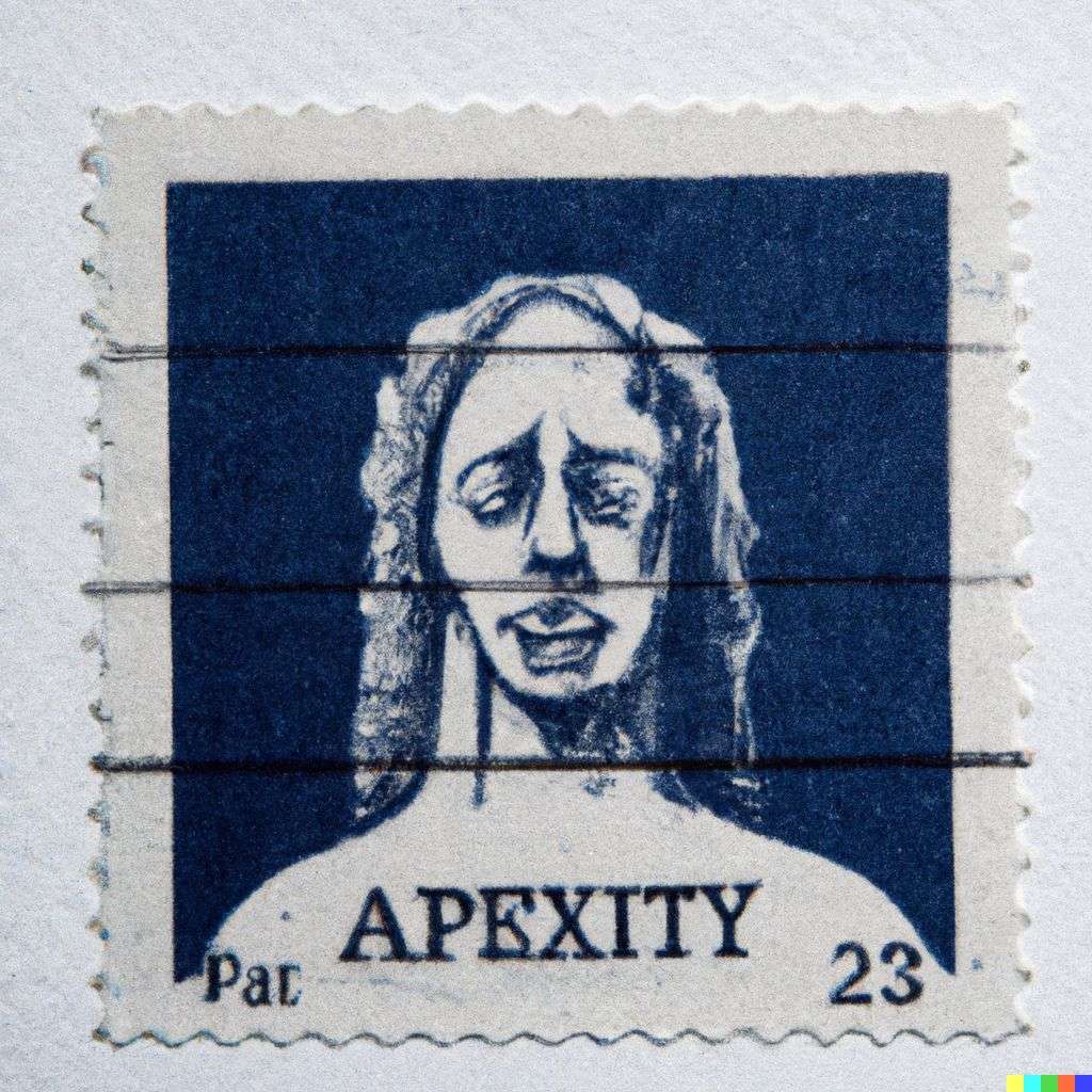 a representation of anxiety, postage stamp